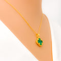 Palatial Posh 21k Gold Clover Pendant W/Chain 