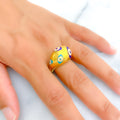 Extravagant Multi-Color Evil Eye 21k Gold Ring