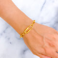 Unique Interlinked Paperclip 21k Gold CZ Bracelet