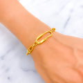 Unique Interlinked Paperclip 21k Gold CZ Bracelet