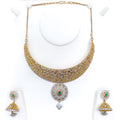Magnificent Blooming 18k Rose Gold CZ Necklace Set 