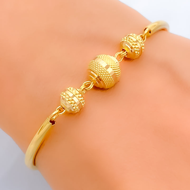 Refined Charming 22k Gold Orb Flexi Bangle Bracelet