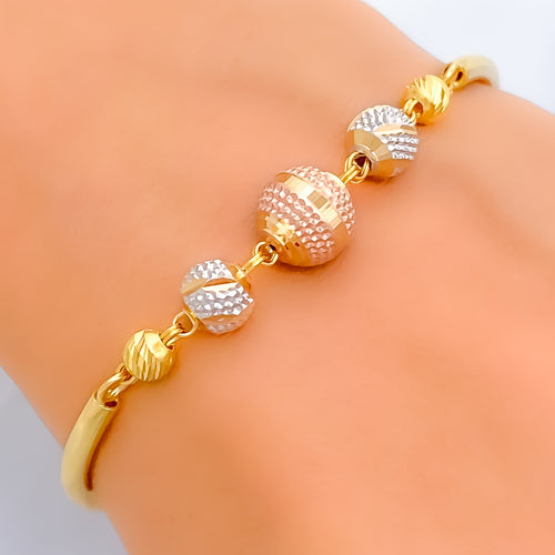 Dazzling Vibrant 22k Gold Orb Flexi Bangle Bracelet