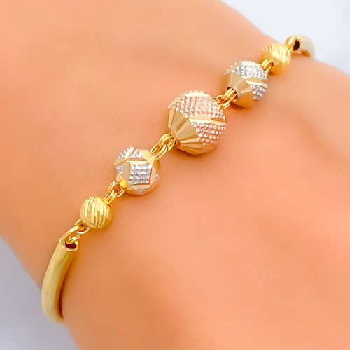 Imperial Striped 22k Gold Orb Flexi Bangle Bracelet