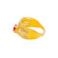 Beautiful Marquise Leaf 22k Gold CZ Ring 