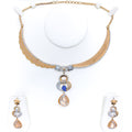 Contemporary High Finish 18k Rose Gold CZ Necklace Set