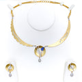 Luscious Radiant Round 18k Gold CZ Necklace Set