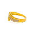 Delicate Curved 22k Gold CZ Ring 