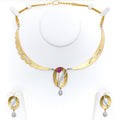 Dapper Dazzling Oval 18k Gold CZ Necklace Set
