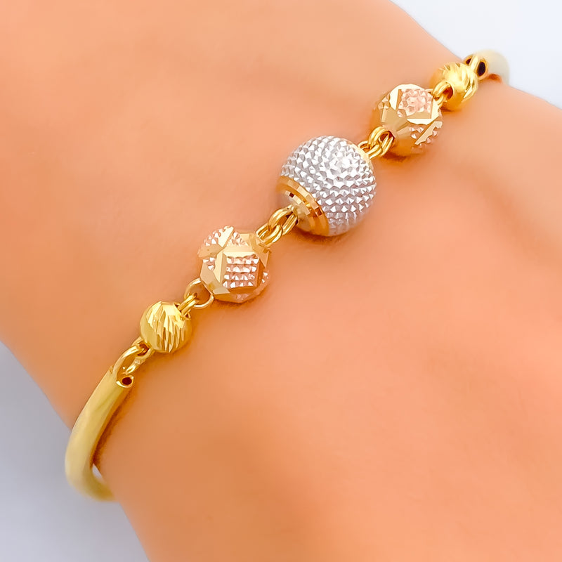 Timeless Textured 22k Gold Orb Flexi Bangle Bracelet