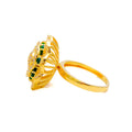 Grand Dressy Floral 22k Gold CZ Ring 