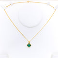 Palatial Posh 21k Gold Clover Pendant W/Chain 