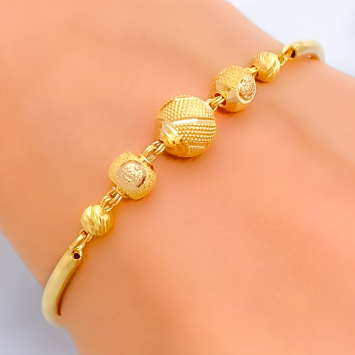 Elegant Sparkling 22k Gold Orb Flexi Bangle Bracelet