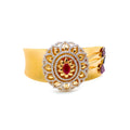Impressive Shimmering Flower 18k Gold CZ Bangle Bracelet