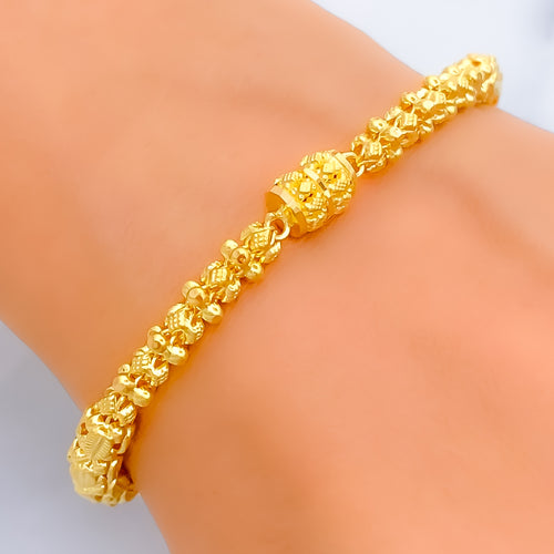 Eclectic Leaf Accented 22k Gold Bracelet 