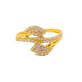 Opulent Leaf Adorned 22k Gold CZ Ring 