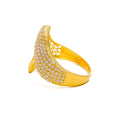 Extravagant Checkered 22k Gold Overlapping CZ Ring 