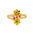 Dainty Blooming Flower 22k Gold CZ Ring 