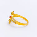 Dainty Blooming Flower 22k Gold CZ Ring 