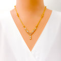 Decadent Glam Floral 22k Gold CZ Necklace Set 
