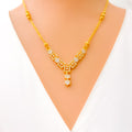 Decadent Glam Floral 22k Gold CZ Necklace Set 