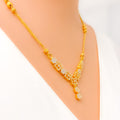 Decadent Glam Floral 22k Gold CZ Necklace Set 
