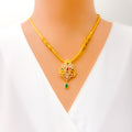 Glamorous Floral Vine 22k Gold CZ Necklace Set 