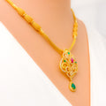 Glamorous Floral Vine 22k Gold CZ Necklace Set 