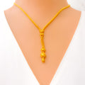 Artistic Sleek Lined 22k Gold Necklace Set 