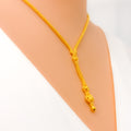 Artistic Sleek Lined 22k Gold Necklace Set 