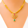 Mesmerizing Floral Drop 22k Gold CZ Necklace Set 