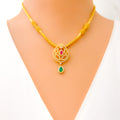 Mesmerizing Floral Drop 22k Gold CZ Necklace Set 