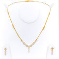 Decadent Glam Floral 22k Gold CZ Necklace Set 