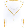 Artistic Sleek Lined 22k Gold Necklace Set 