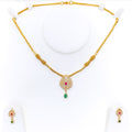 Mesmerizing Floral Drop 22k Gold CZ Necklace Set 