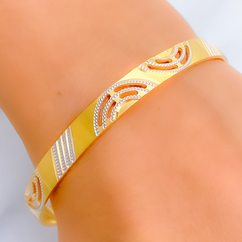 Graceful Two-Tone 22k Gold Bangle