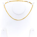 Alternating Edgy Sculptural 22K Gold Twinkling Chain