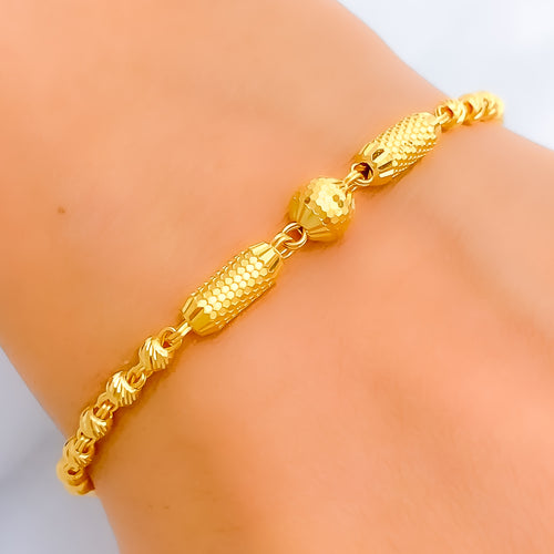 Delightful Glistening 22k Gold Long Orb Bracelet