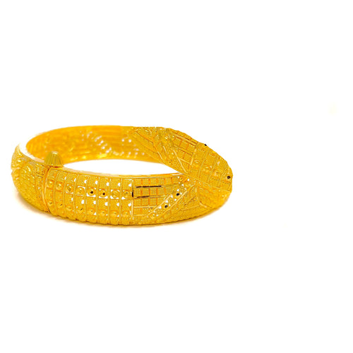 Dressy Paisley Accented 22k Gold Bangle Pair 