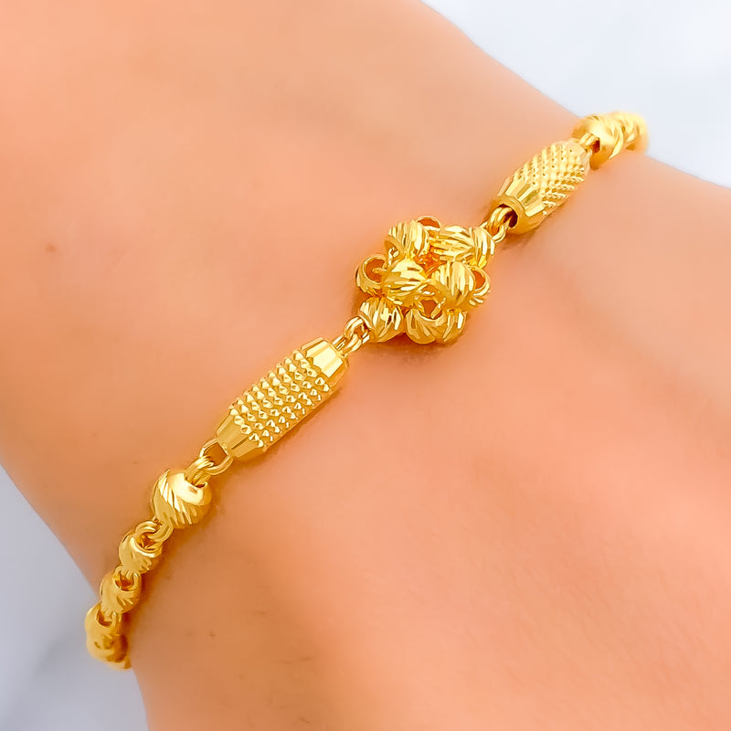 Timeless Beautiful Twisted Floral 22k Gold Bracelet