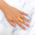 Lightweight Leaf Adorned 21k Gold Ring