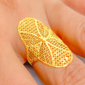 Lightweight Leaf Adorned 21k Gold Ring