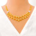 dainty-lined-shiny-drop-diamond-18k-gold-necklace-set