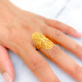 Lightweight Leaf Adorned 21k Gold Ring