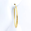 Sleek Lined 22k Gold Large Hoop Earrings 