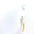 Sleek Lined 22k Gold Large Hoop Earrings 