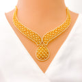 elegant-contemporary-drop-diamond-18k-gold-necklace-set