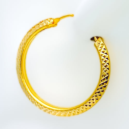 Timeless Faceted 22k Gold Hoop Earrings 