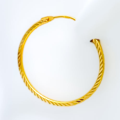 Glimmering Sophisticated 22k Gold Large Hoop Earrings 
