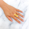 Reflective Asymmetrical 21k Gold Feather Ring